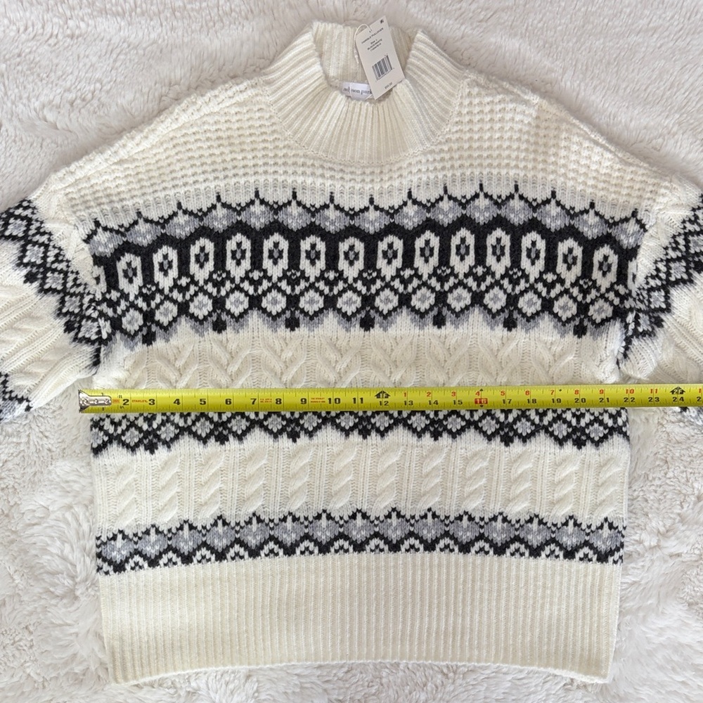 Adyson Parker Black and white Fair Isle Cable Knit Sweater,Size L. - Picture 11 of 17
